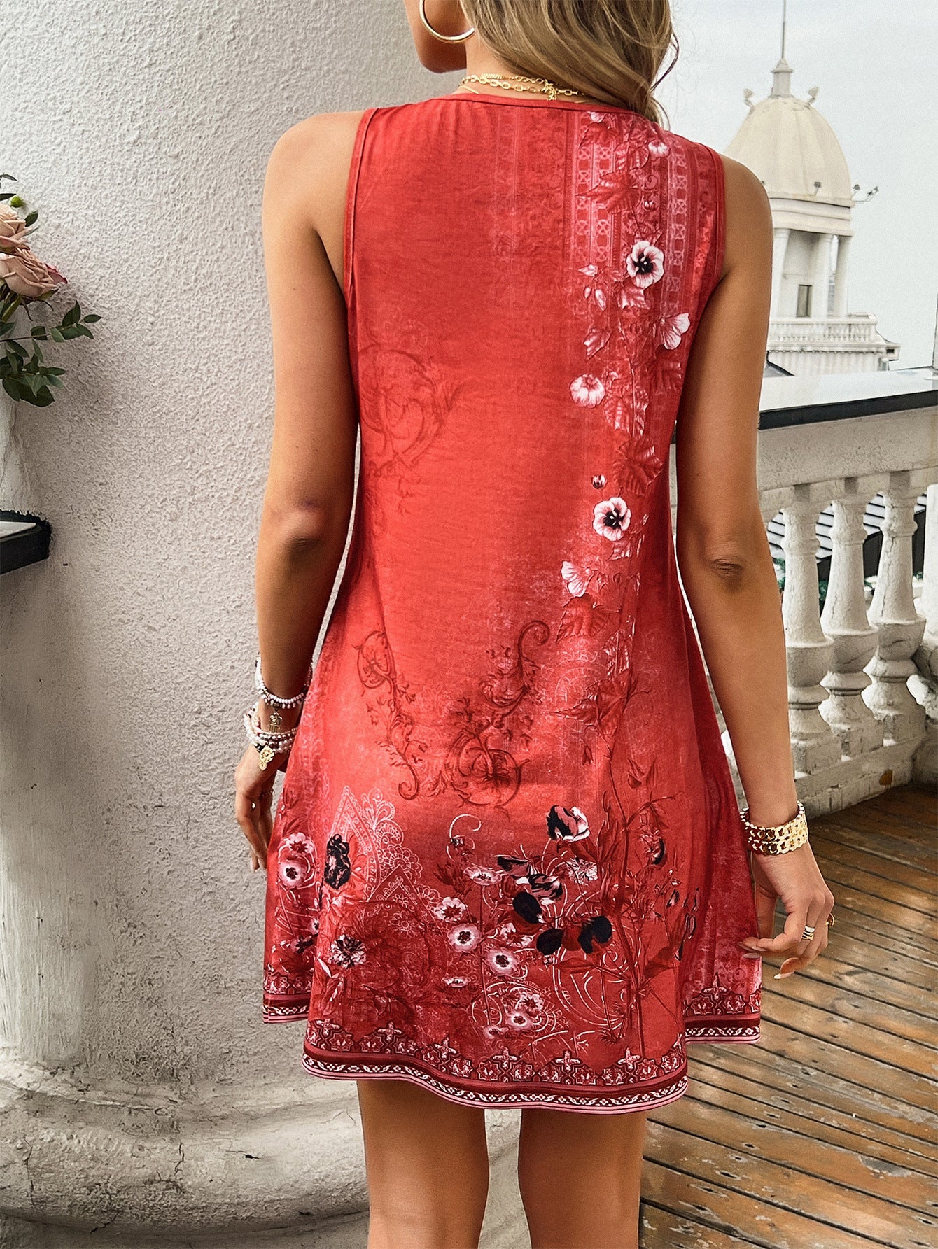 Timeless Beauty Sleeveless Printed Pocket Dress