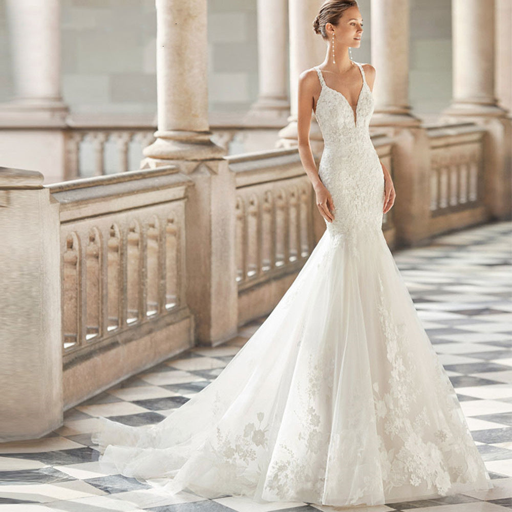 Strapless Lace Mermaid Bridal Wedding Dress