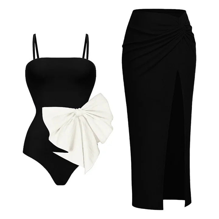 Take a Bow Swimsuit Set - Black