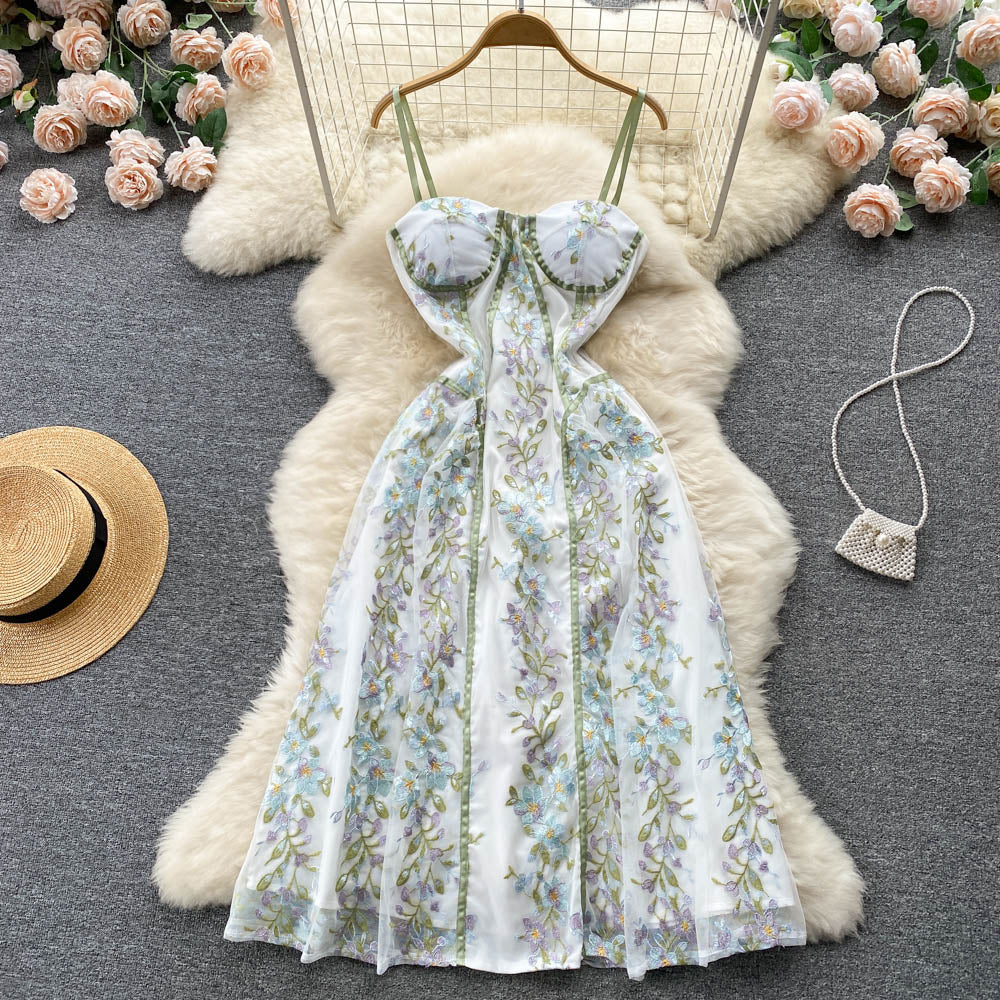 Sexy A line Spaghetti Straps Flower Dress Women Evening Dress