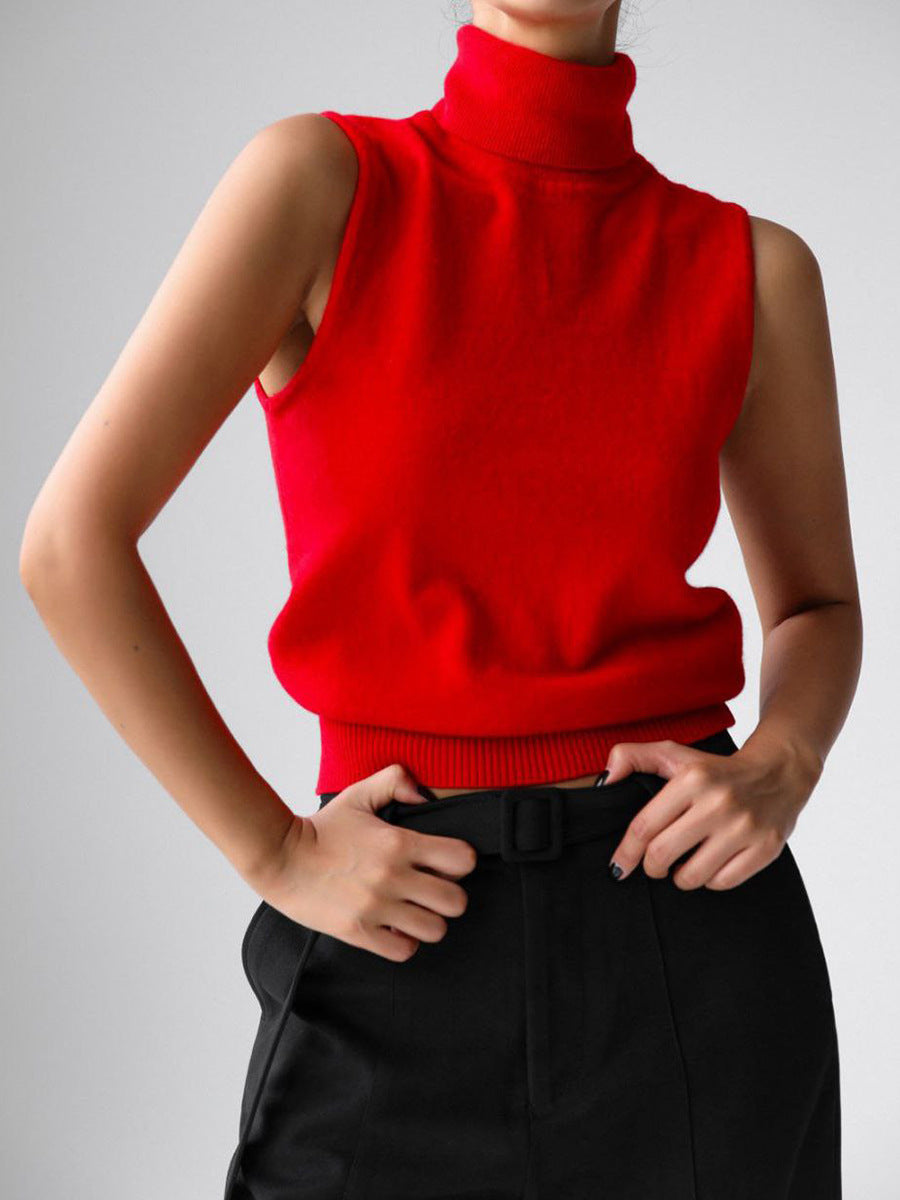 ShoptheCIC Simple Turtleneck Vest Sweater for Effortless Style