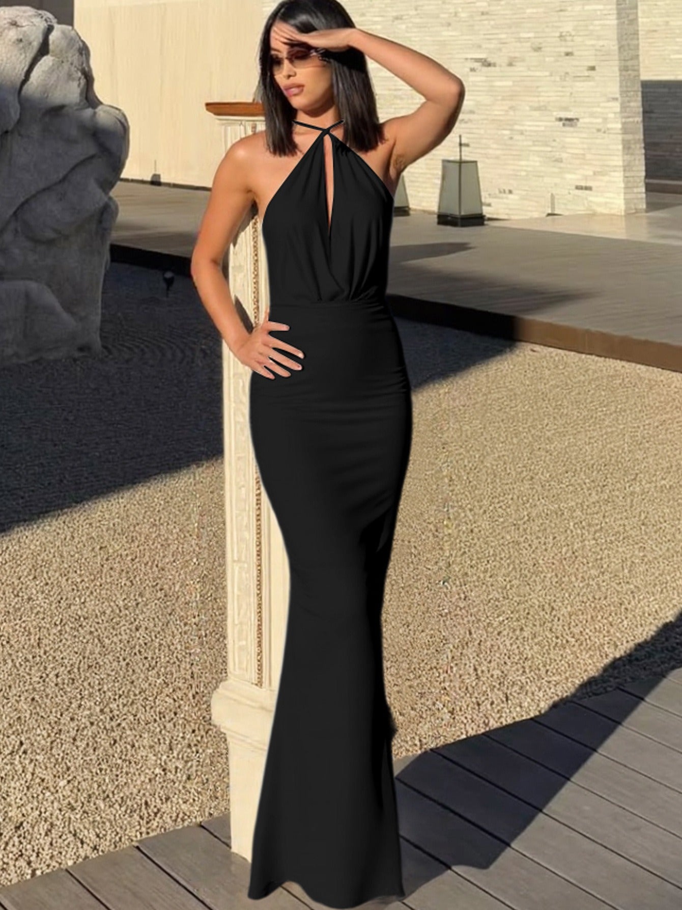 Backless Temperament Hollow Halter Dress