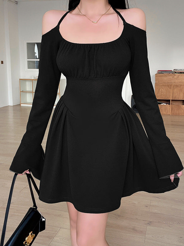 Cold-Shoulder Flare-Sleeve Fit-and-Flare Mini Dress 5