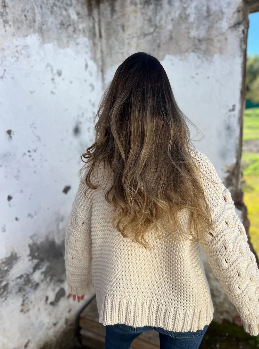 Thick Knit Hollow Sleeve Cardigan for Cozy Elegance