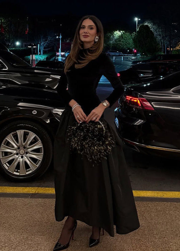 Elise Velvet & Taffeta Maxi Dress - View 6