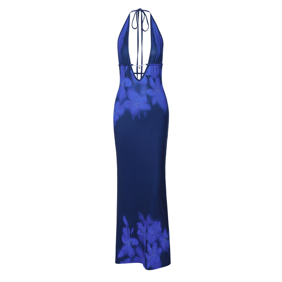 Printed Backless Slim Fit Split Lace up Dress - View 5
