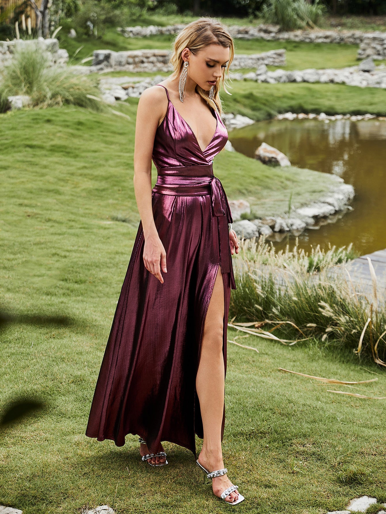 Vanda Formal Iridescent Metallic Dress - Fashionpara