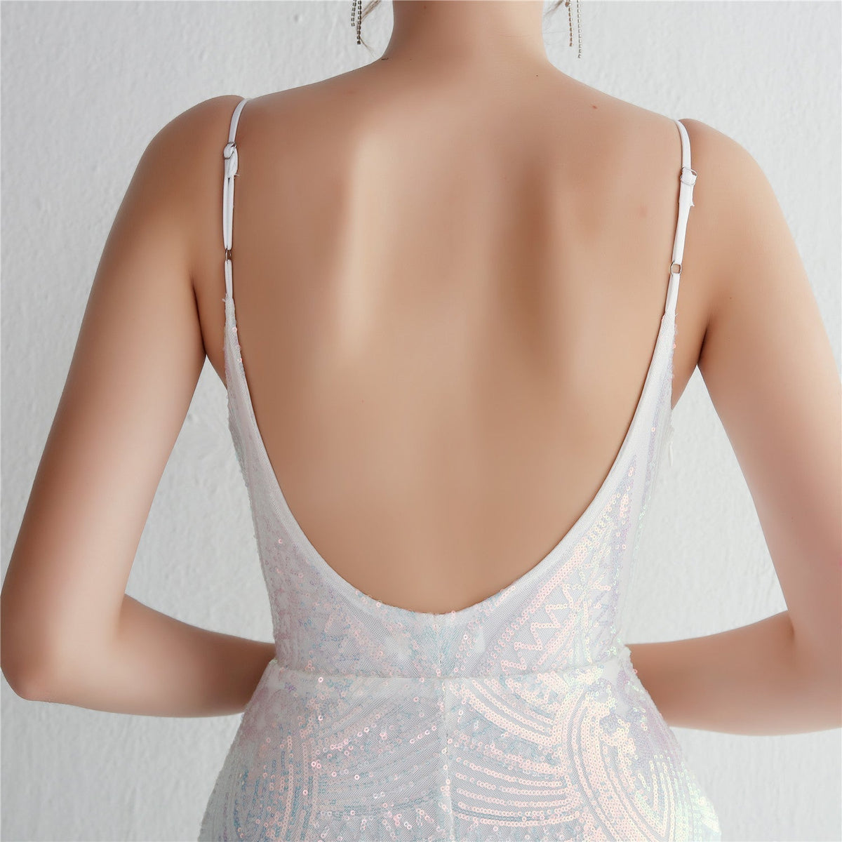 Sequin V-Neck Backless Mermaid Gown