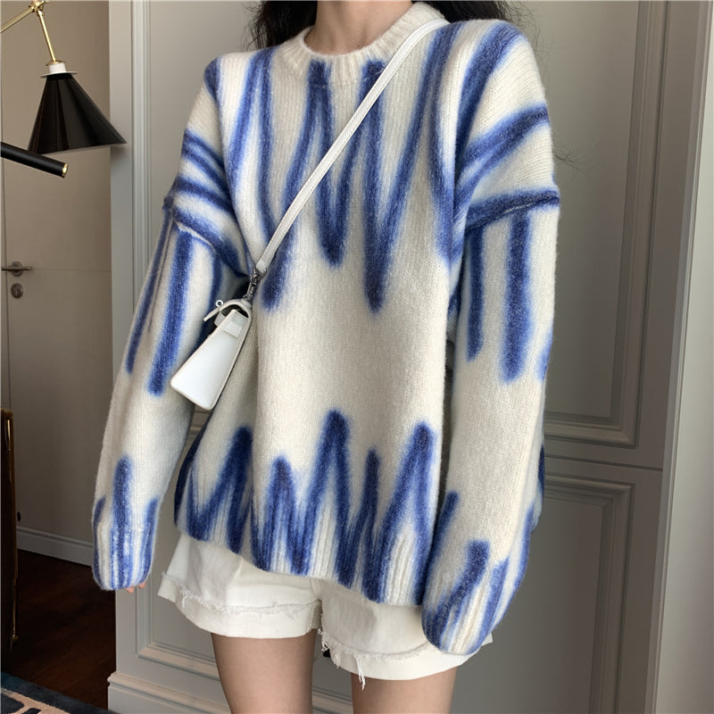 ShoptheCIC Tie Dye Oversized Knit Sweater for Cozy Style