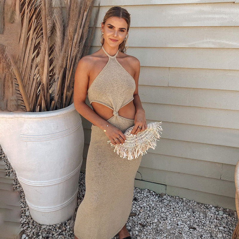 Knit Halter Neck Cut-Out Bodycon Dress