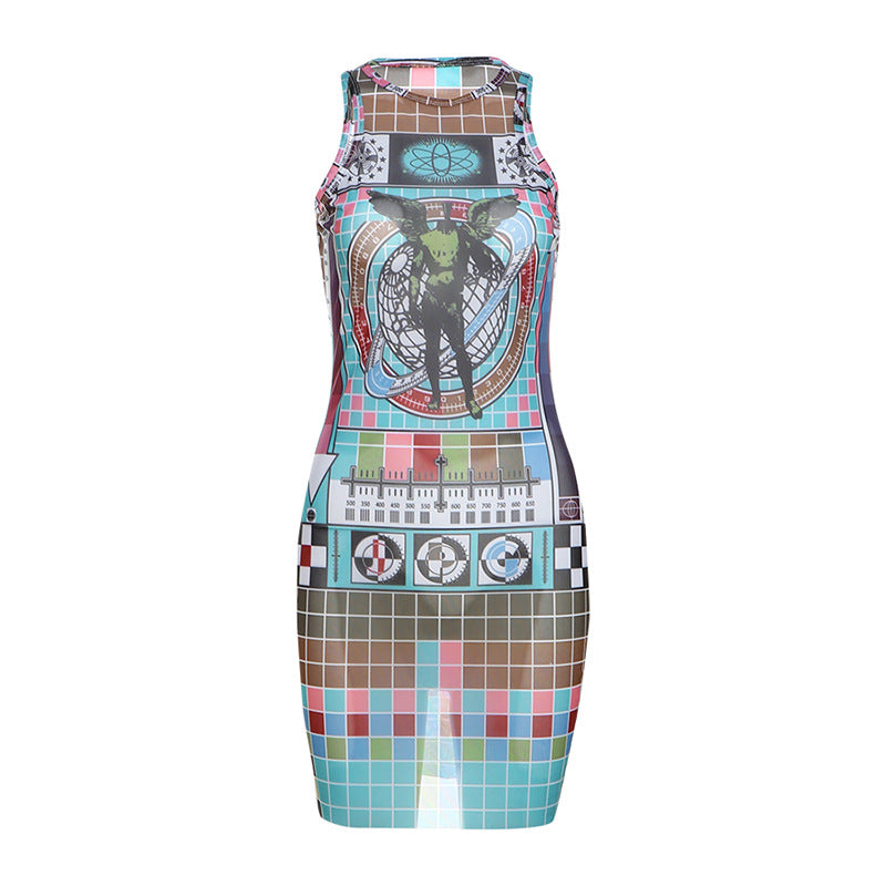Mesh Crew Neck Sleeveless Sheer Bodycon Mini Dress - View 5