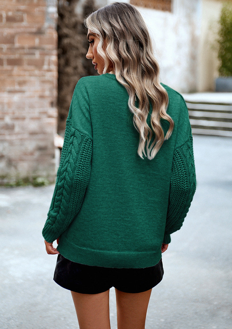 ShoptheCIC Classic Cable Knit Crewneck Sweater for All Seasons