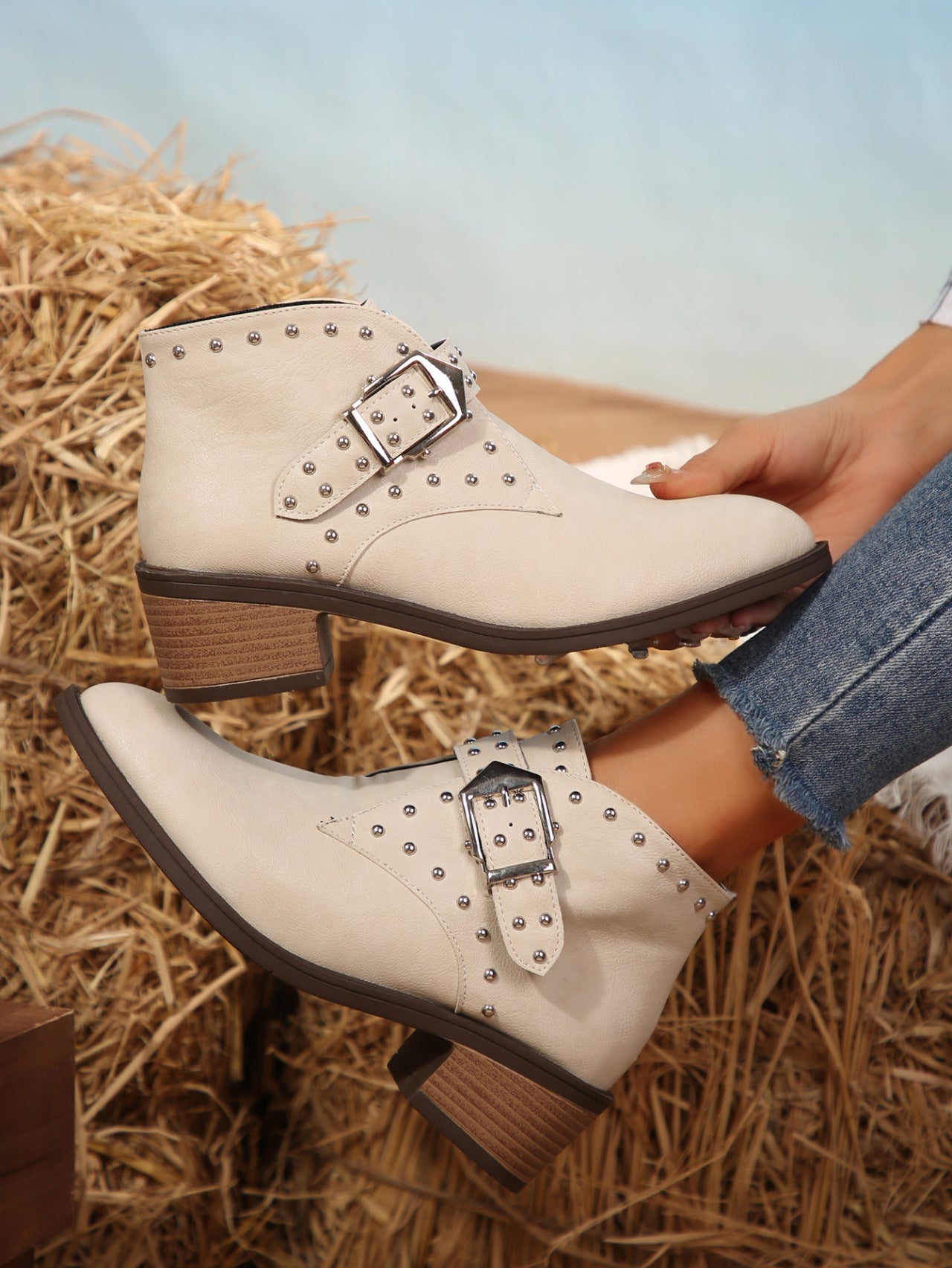 Austrian Alpine studded low block heel Chelsea boots