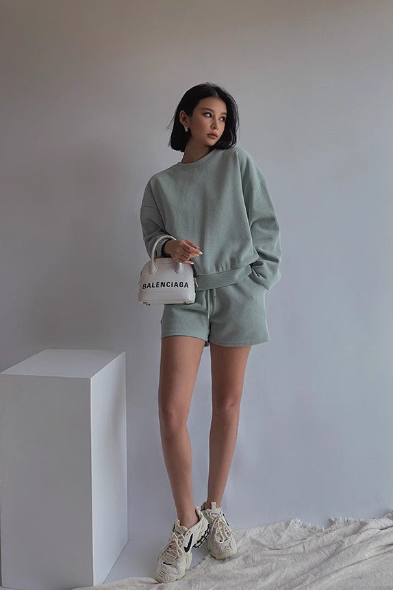 Orro Shop Stylish Long Sleeve Sweater and Shorts Set