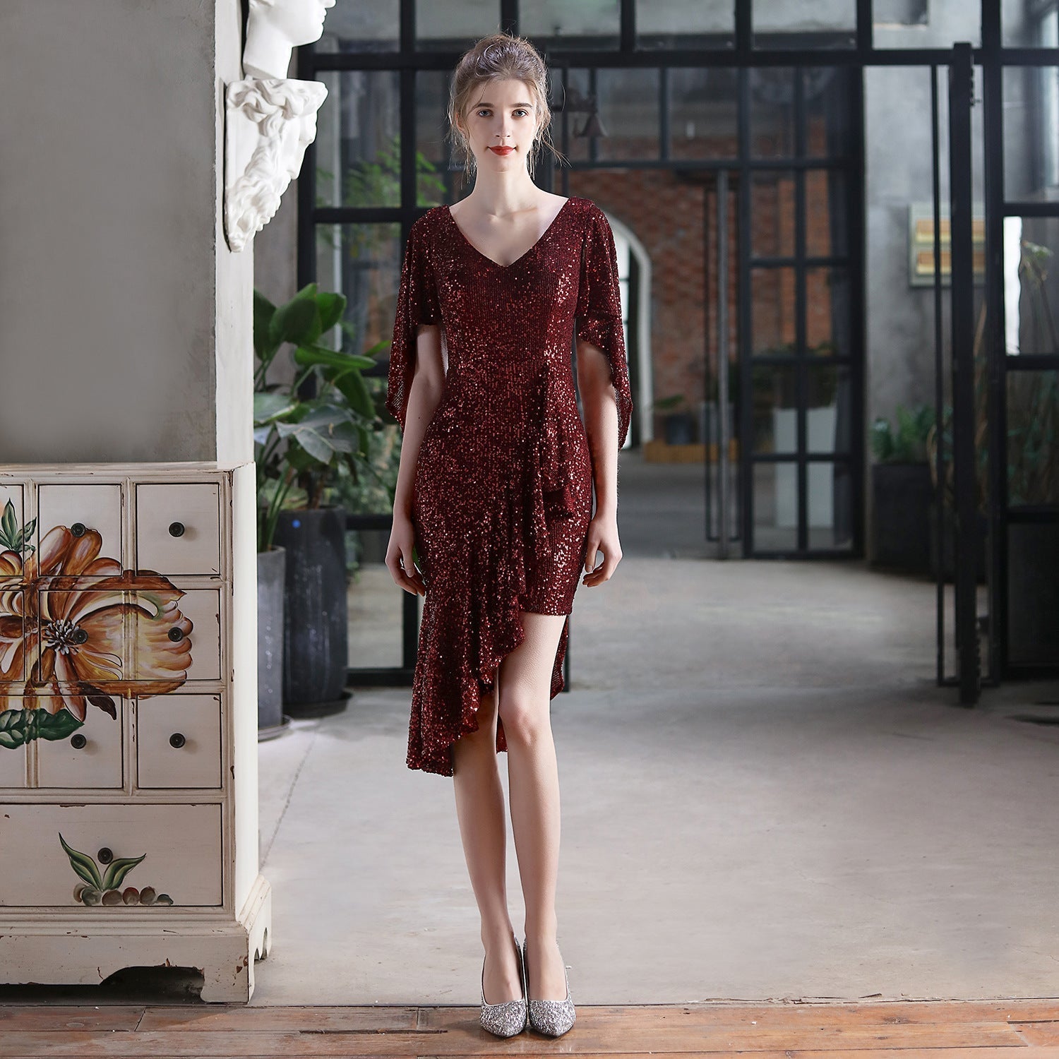 Cocktail Evening Colorful Sequin Short Dress Party Gathering Small Dress Fairy - Fashionpara