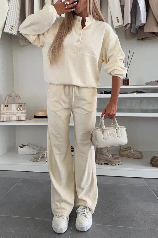 ShoptheCIC Button-Down Stand-Up Collar Jacket and Trousers Set