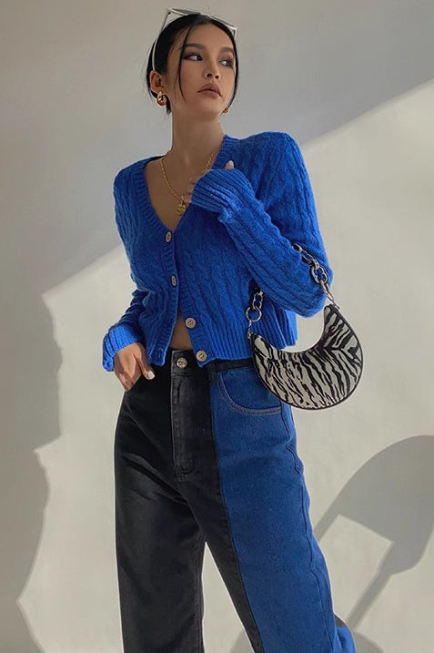 Orro Shop Long Sleeve Cable Knit Open Front Cardigan Sweater