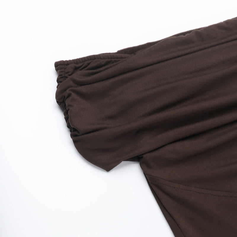 Dahlia Off-Shoulder Dress - Brown