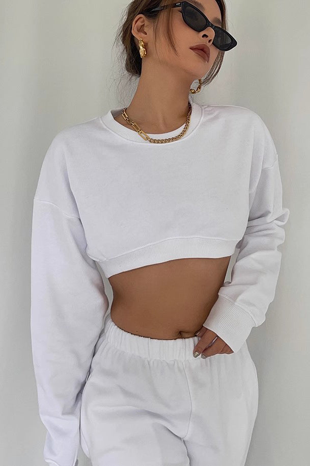 Chic Ribbed Long Sleeve Crop Sweater for Effortless Style