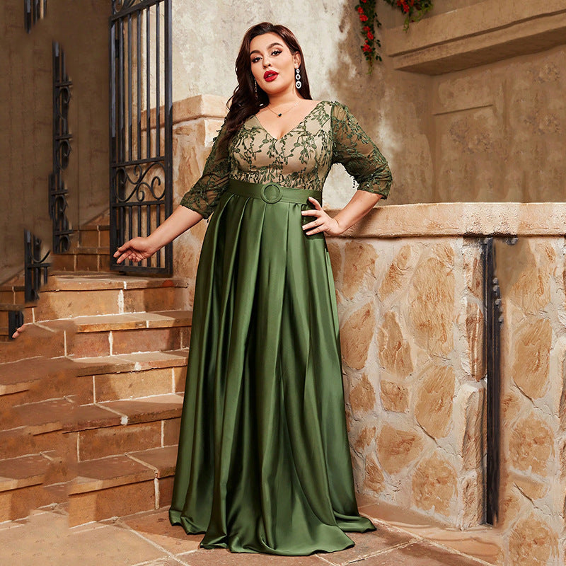 Plus Size Evening Dress Affordable Luxury Niche Senior Stylish Personalized Elegant Green Evening Dress for - Fashionpara