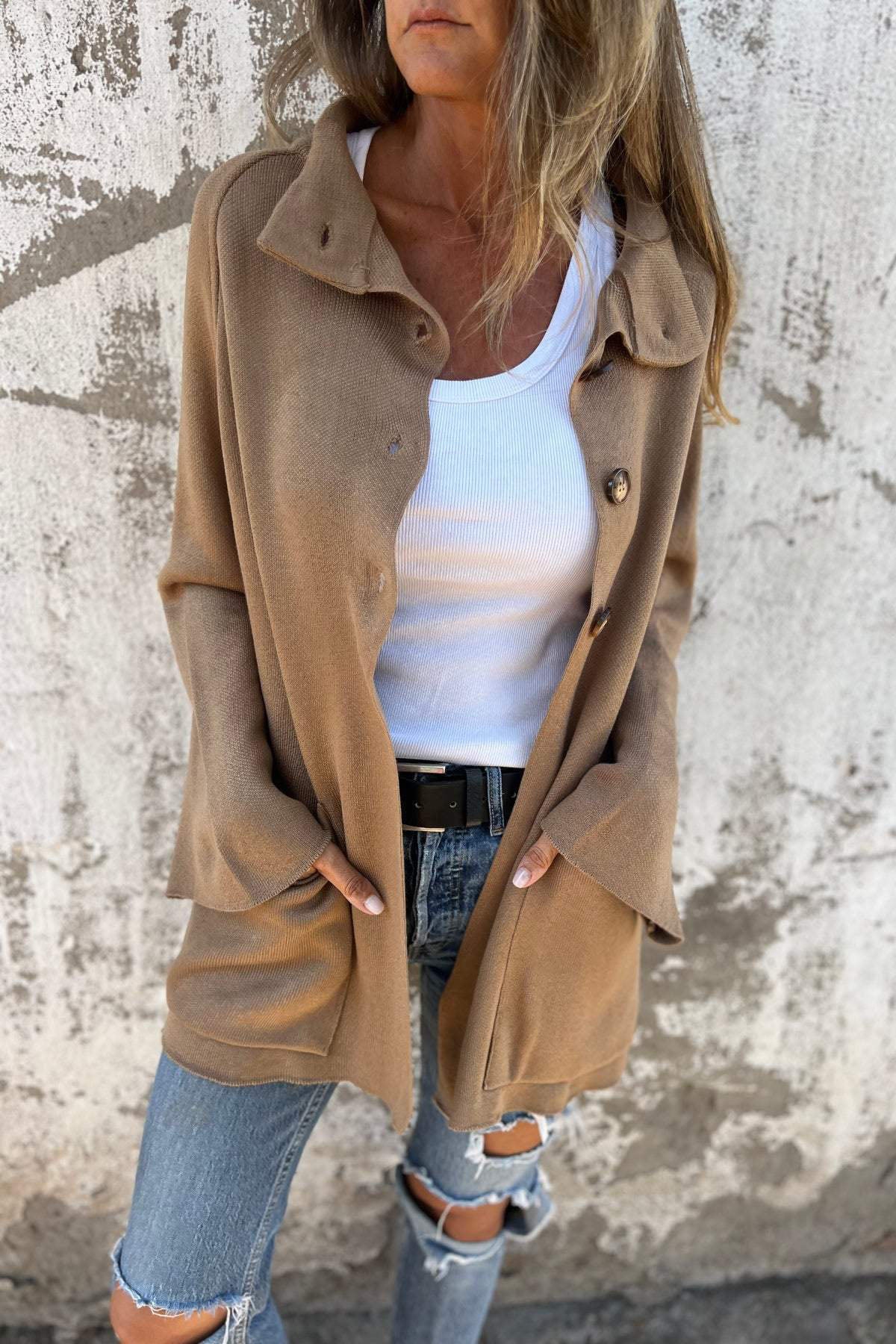 Sophisticated Button-Up Knit Cardigan Jacket for Stylish Comfort