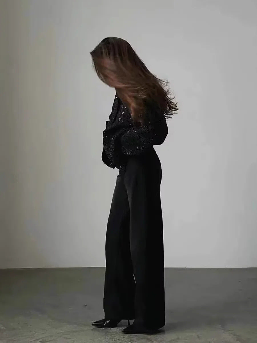 Aspen Gold Sequined Stand-Up Collar Coat for Chic Style