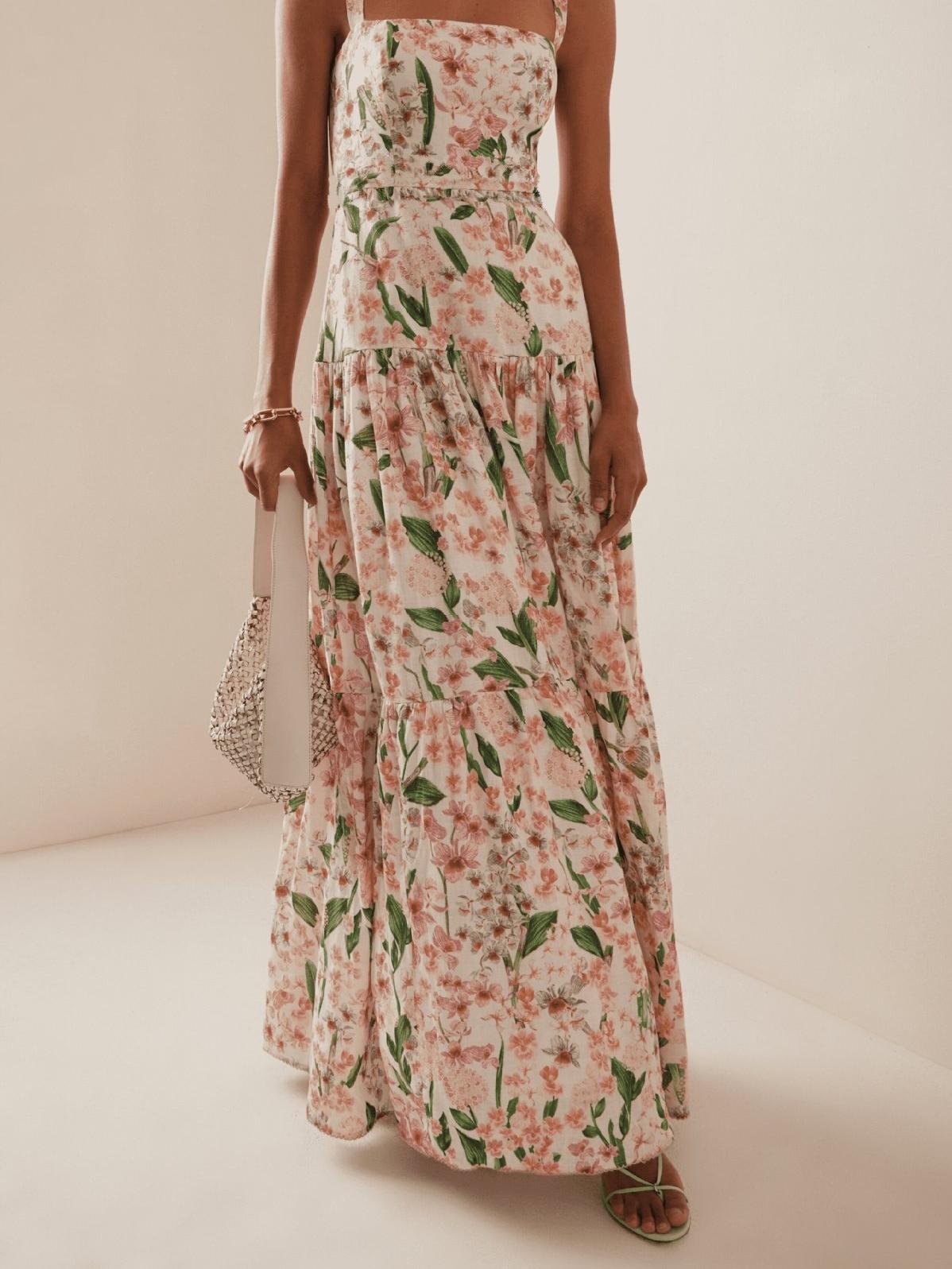A-Line Floral Spaghetti Strap Midi Dress - View 3