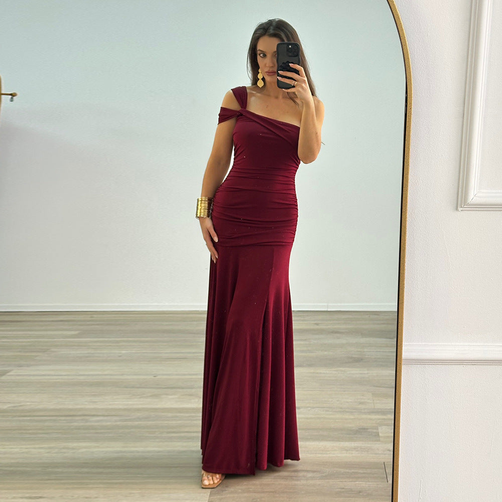 Elara Maxi Dress- Maroon