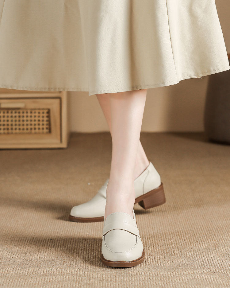 Thick low heels round toes Versatile Loafers