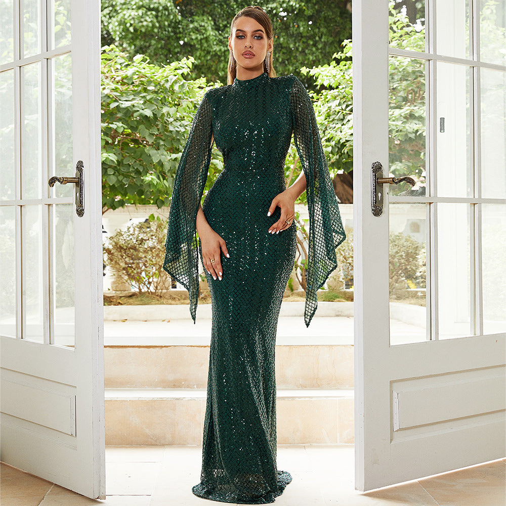 Long Sequined Party Evening Gown Dress