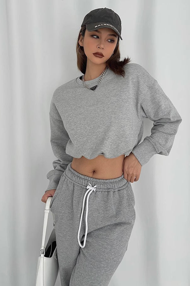 Orro Shop Crew Neck Long Sleeve Crop Sweater for Style