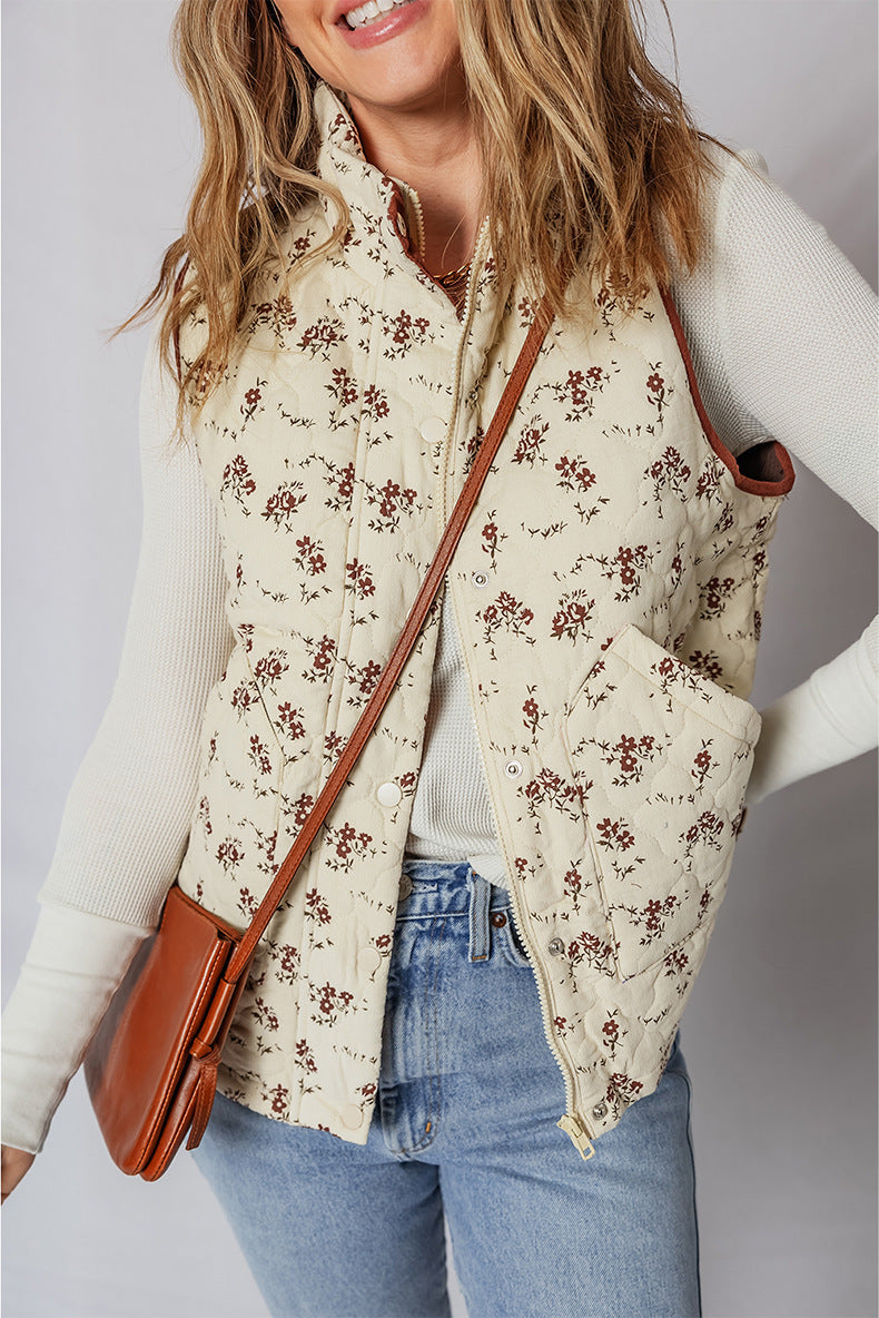 Romantic Floral Color Block Vest 2