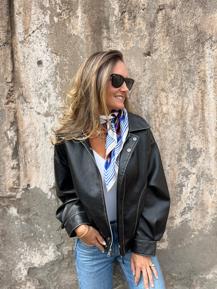 Retro Loose PU Motorcycle Bomber Jacket for Stylish Riders