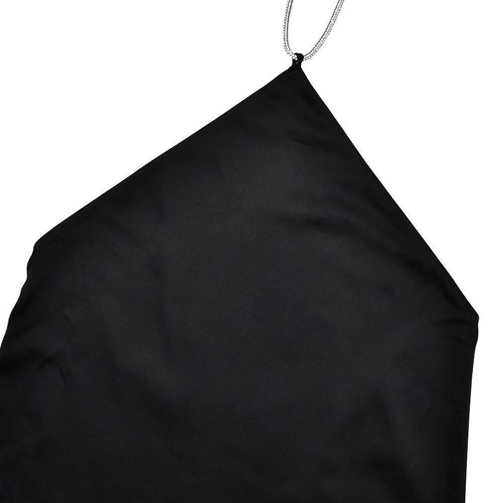 Halter Neck Sleeveless Satin Shift Mini Dress 10