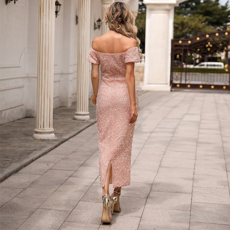 Party Mini Dress Sequined One Shoulder Dress