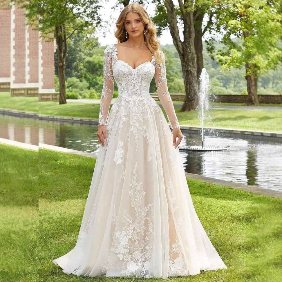 Slim Off-Shoulder Satin Wedding Dress
