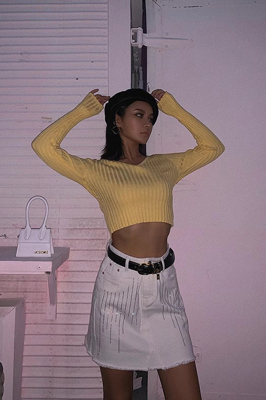 Rib-Knit V Neck Sweater for Effortless Style and Comfort