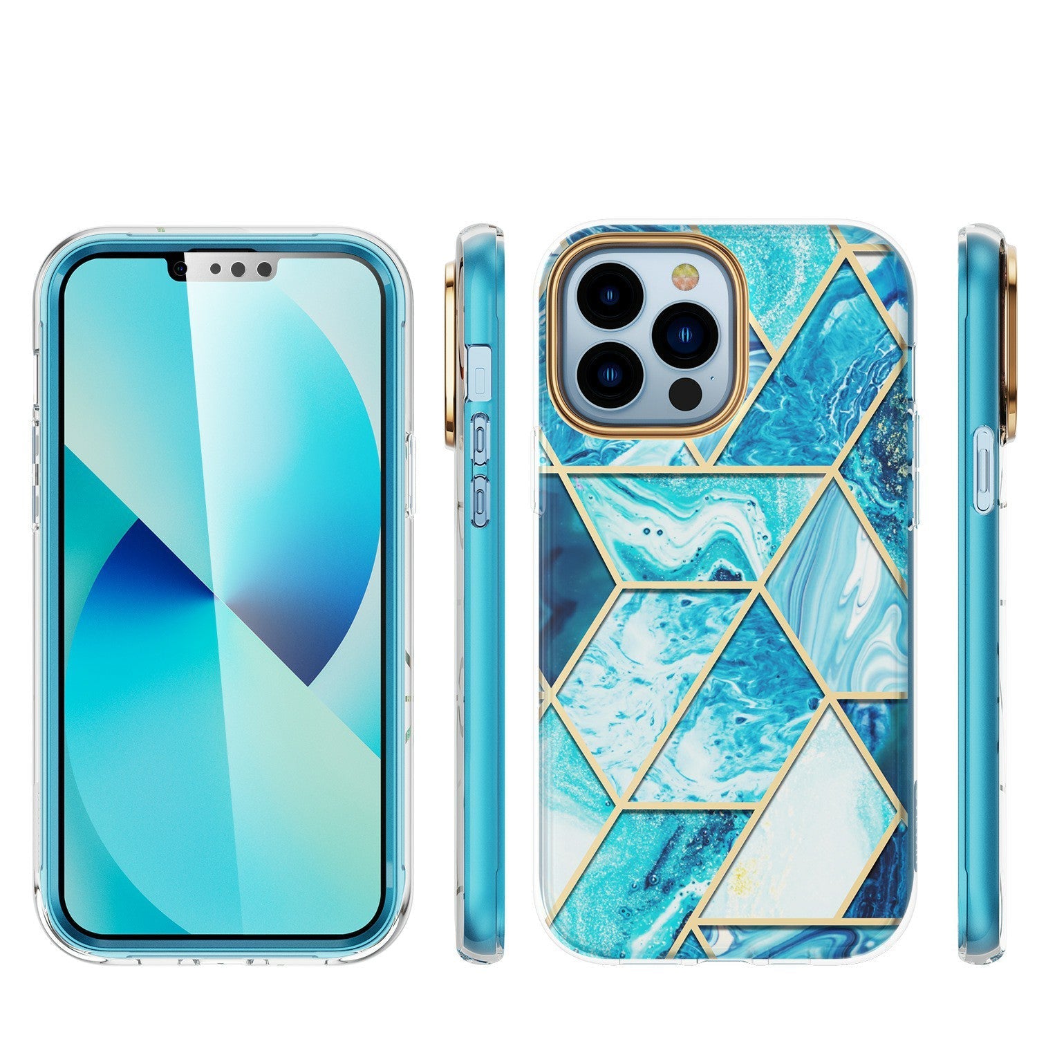 Full Body Stylish Bling Chrome Shockproof Protective Case With Built-In Screen Protector For Iphone 11 12 13 14