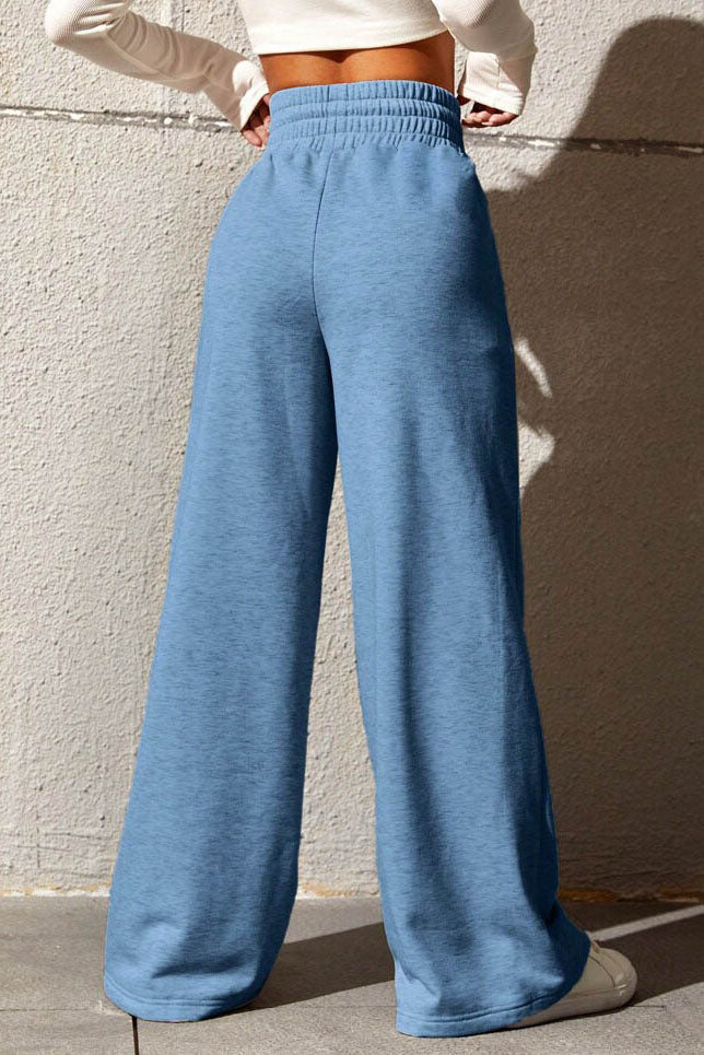 Solid High-Waist Wide-Leg Pants