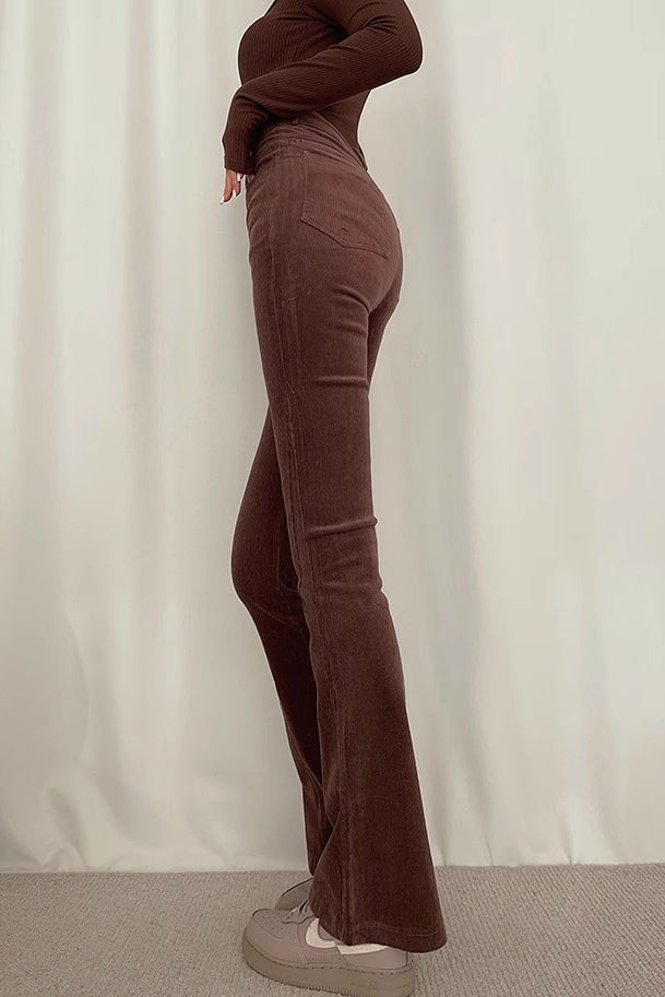 Nature High Waist Slant Pocket Flared Leg Pants