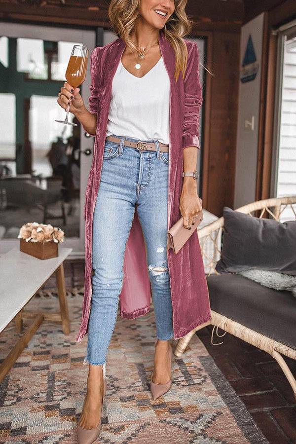 ShoptheCIC Velvet Cardigan Coat for Effortless Elegance