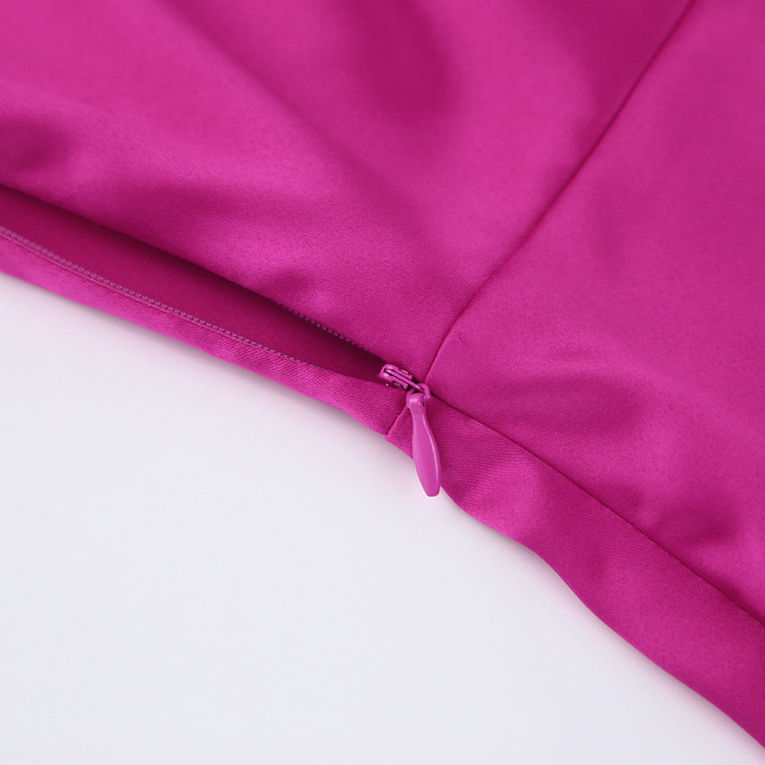 Didi Satin Drape Mini Dress - Bright Fuchsia