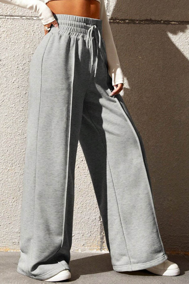 Solid High-Waist Wide-Leg Pants