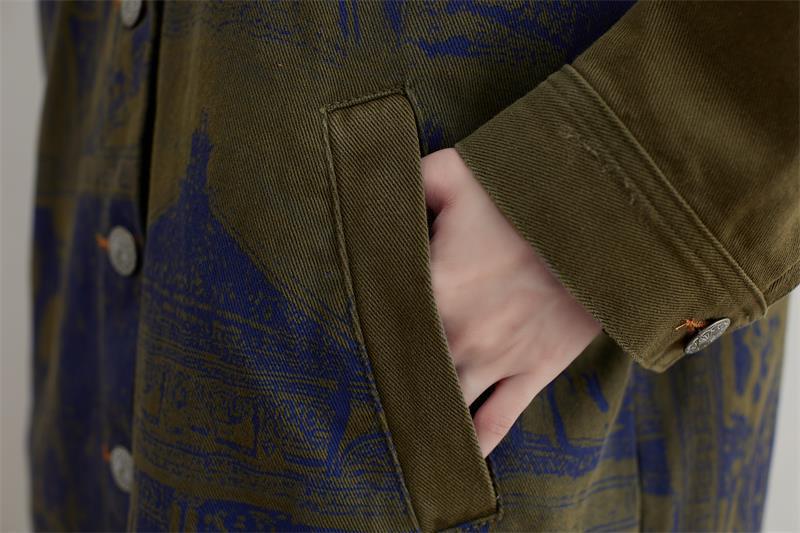 Stylish Knee-Length Patchwork Denim Trench Coat for All Seasons