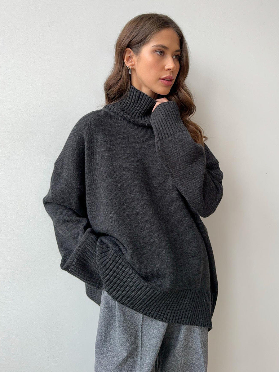 Cozy Solid Color Turtleneck Knitted Pullover Sweater