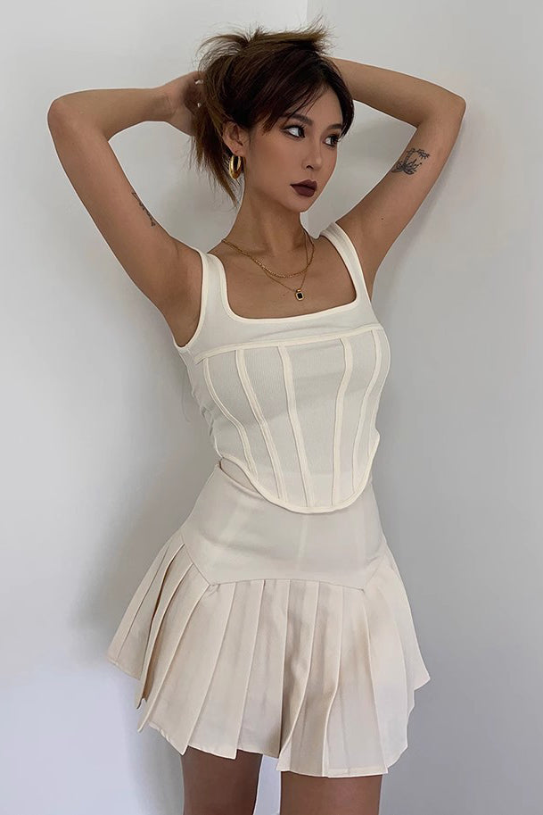 Sleeveless Scoop Neck Asymmetrical Hem Tank Tops Fitted Cami Tee Shirts