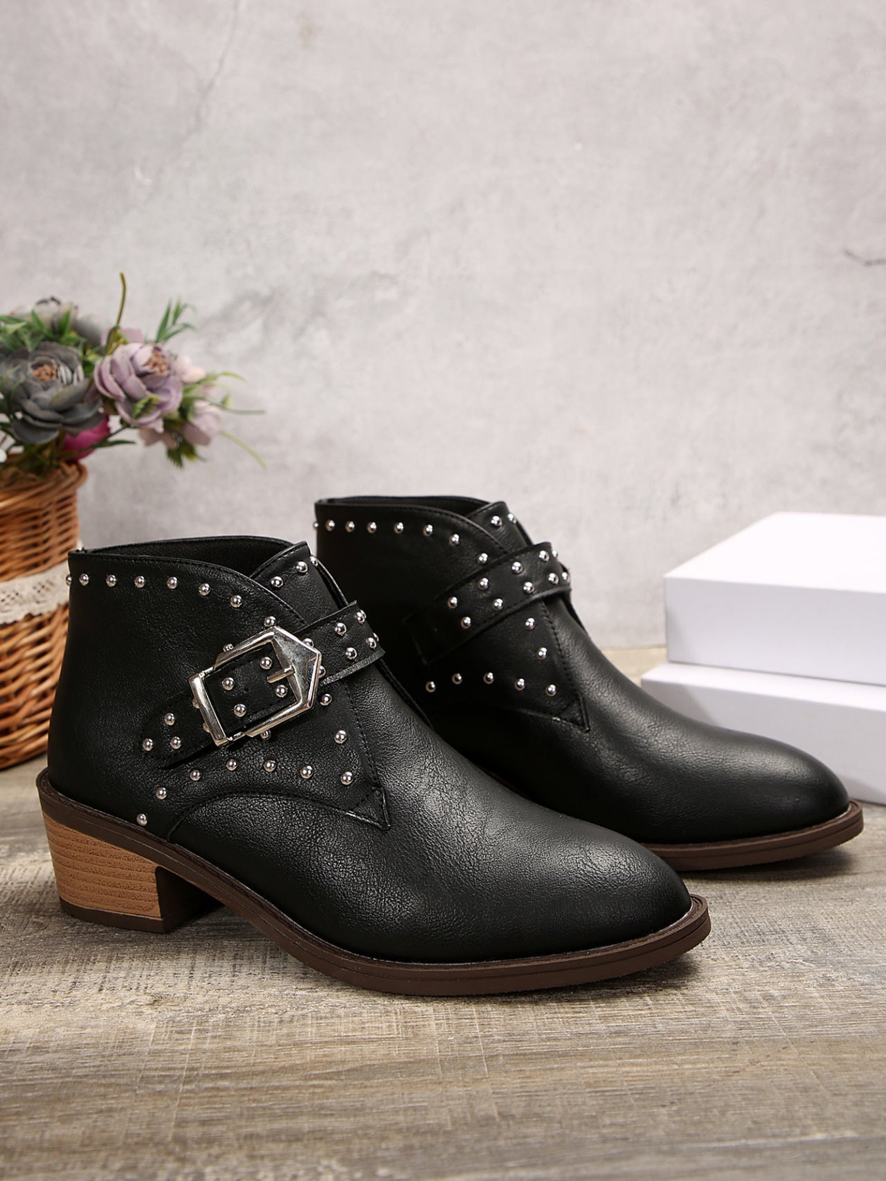 Austrian Alpine studded low block heel Chelsea boots