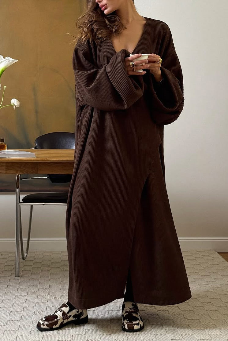 Rainy Day Long Knit Jacket for Comfortable Layering