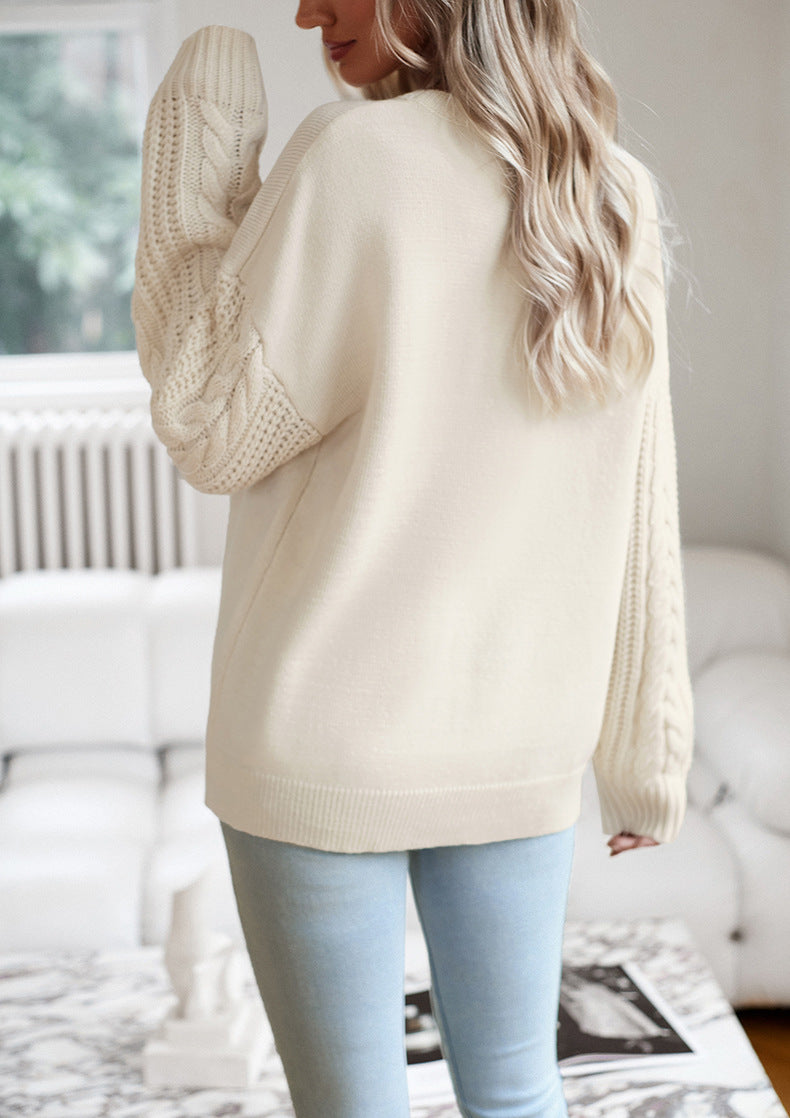 ShoptheCIC Classic Cable Knit Crewneck Sweater for All Seasons