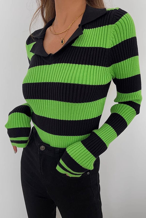 Orro Shop Striped Rib-knit Long Sleeve Sweater for Comfort